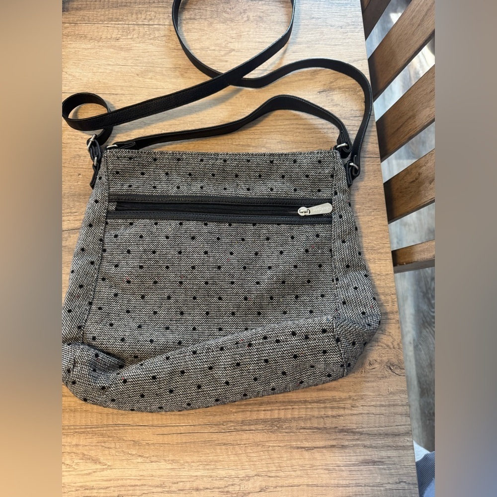 Thirty One Stylish Gray Polka Dot Crossbody Bag